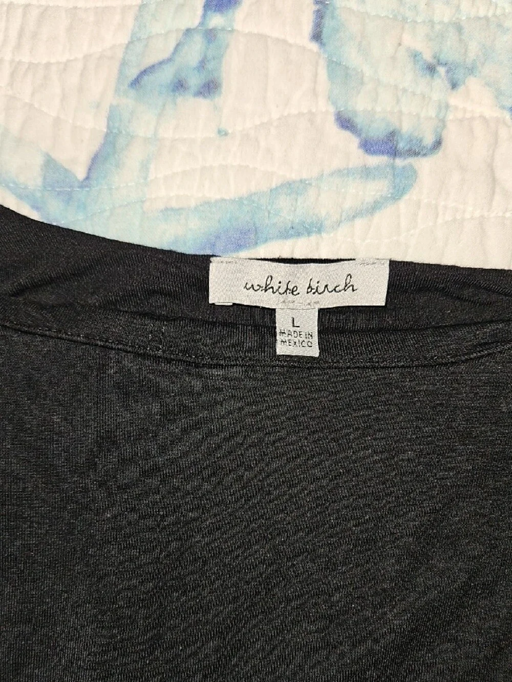 white birch Black Square-Neck Long Sleeve Top Built In Bra